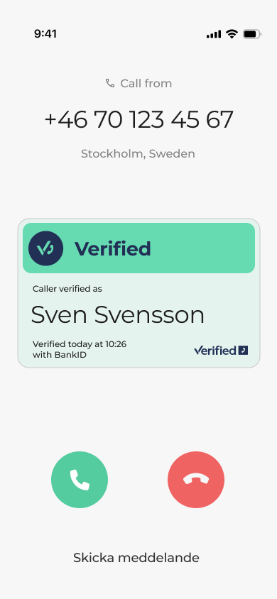 Green caller verification status