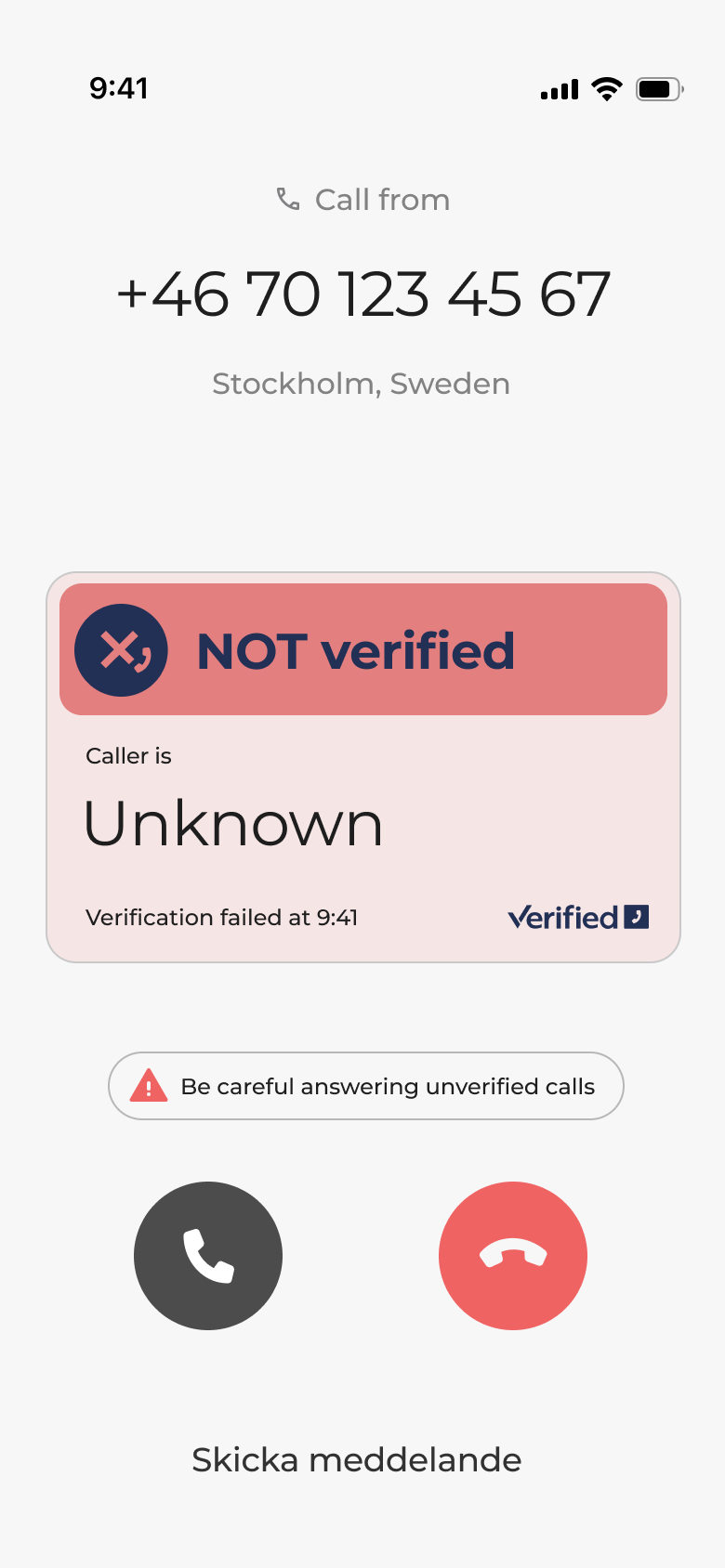 Red caller verification status