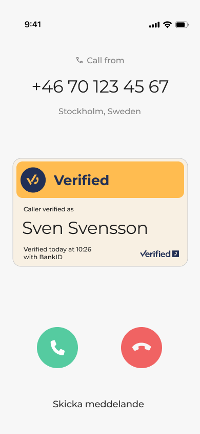 Yellow caller verification status